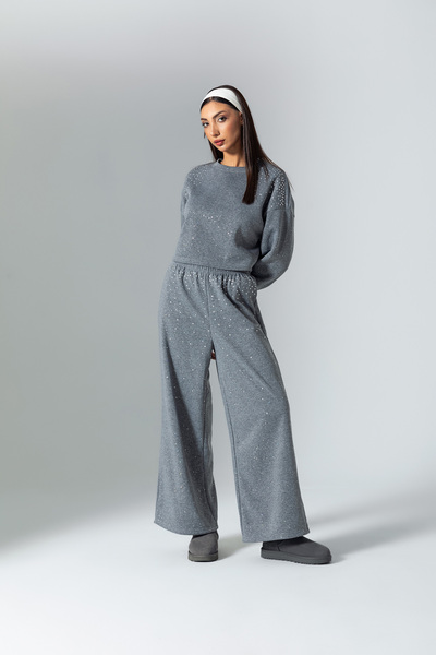 TUSSMADE Gri  Taşlı Eşofman