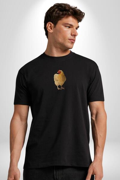 Angemiel Чорні великі жіночі чоловічі футболки з принтом курки