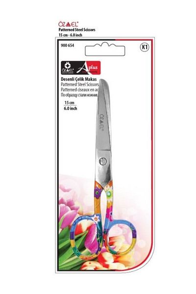 ÖZ-EL AŞ 15 cm Flower Pattern Steel Scissors - 900 654