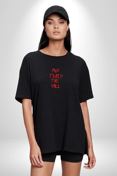 Angemiel Pink Floyd The Wall - Black Oversize Women's/Men's T-Shirt, Minimal Printed