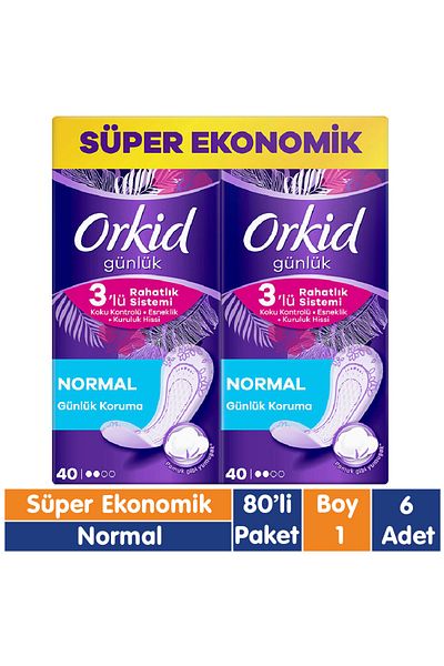 Orkid 480 قطعة من وسادات الحماية اليومية العادية الفائقة الاقتصادية - عبوة 80x6