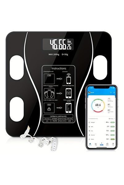 Choice 1pc Scales Smart Digital LED Scale, Fat Measurement Scale, Smartphone App Connection (Battery Mod...