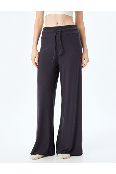 Koton Soft Textured Wide Leg Tie Waist Knitted Sleepwear Bottoms