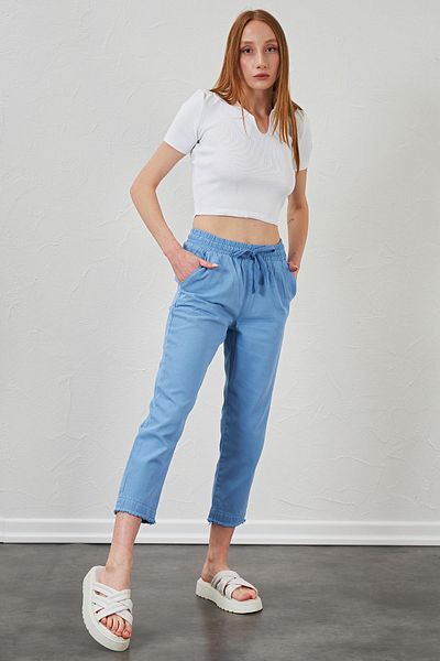 TENA Pantaloni de damă albastru (6813) din Gabardină cu cusături