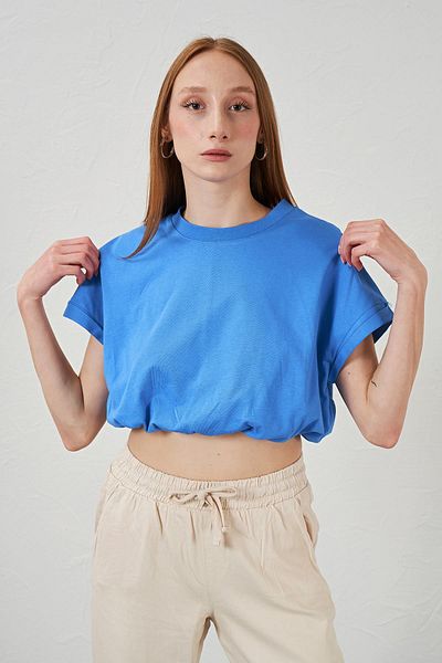 TENA Tricou crop Saks pentru damă, cu decolteu triplu, elastic, dintr-un singur jerseu