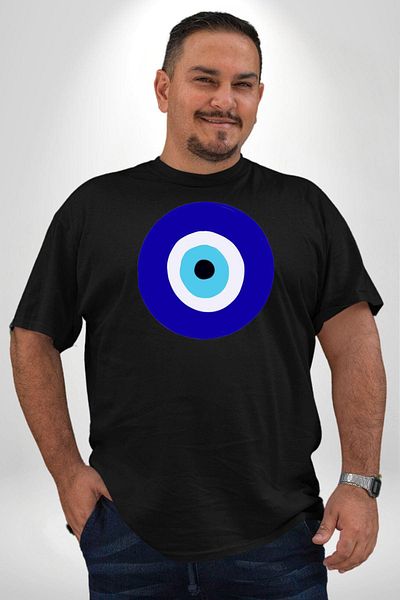 Angemiel تي شيرت كبير الحجم للرجال والنساء للجنسين من Evil Eye Bead - مطبوع من الأمام