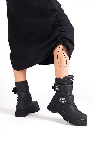 MODA ΓΥΝΑΙΚΕΙΑ Μαύρα Ματ Χειμερινά Χονδρή Σόλα Snow Boots