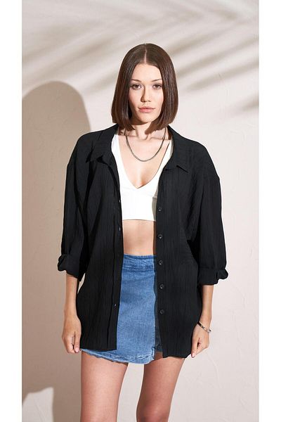 TENA Cămașă oversize cu dungi negre pentru damă