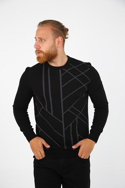 DAKSEL Pulover de iarnă cu mânecă lungă pentru bărbați, tricotaje negre