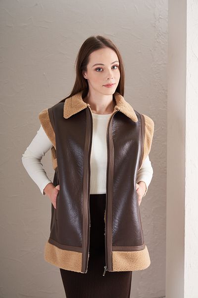 Mevra Brown Fur Vest