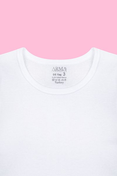 Arma Yıldız Girl's Undershirt T-Shirt Short Sleeve White 100% Cotton Rib