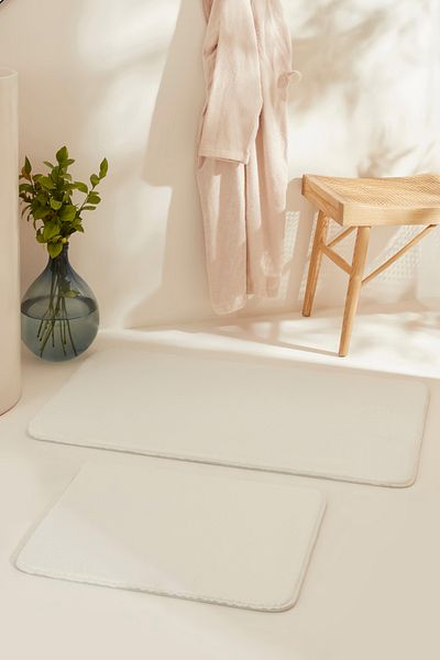 Karaca Home Feather 2 τεμαχίων Χαλάκι μπάνιου Λευκό
