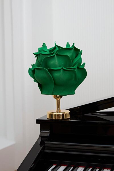 Maison Avf Yaprak Yeşili Eva Gül Tasarım Kablosuz Masa Lambası - Alt Parlak Gold