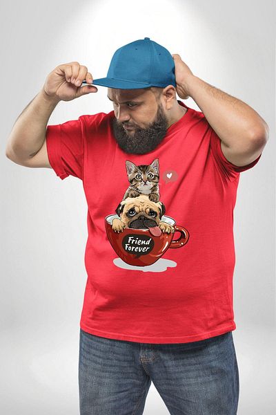 Angemiel Red Unisex Basic T-Shirt - Plus Size, Friend, Front Printed