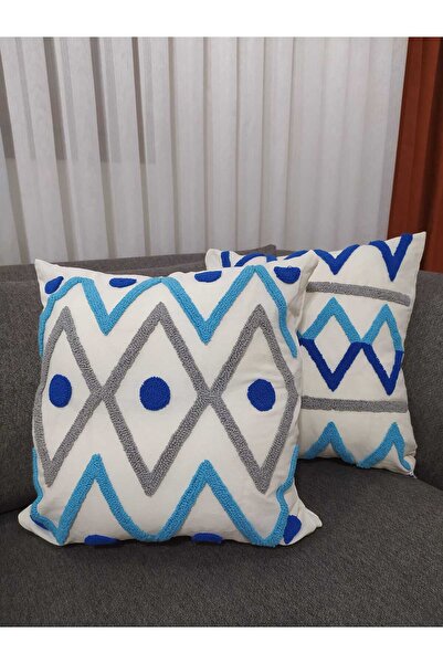 DAXİS Sportwear Company 2-компонентна калъфка за възглавница от лен с син дес...