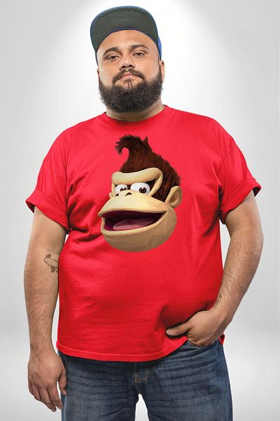 Angemiel تي شيرت Red Monkey Kingdom مقاس كبير للرجال والنساء للجنسين - موديل أساسي مطبوع مسبقًا