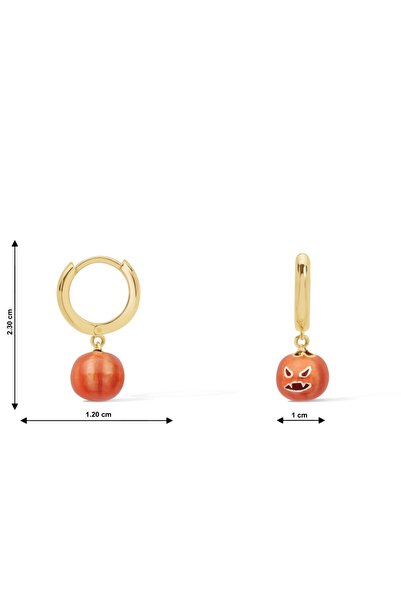 Diamond Line-Gülaylar 14 Ayar Sarı Altın Bal Kabağı Figürlü Küpe