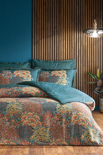 Puffy Green Satin Duvet Cover Set - Mavro Battal Size
