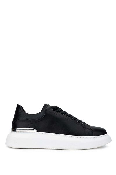 Tamer Tanca Men's Genuine Leather Black/White Sneakers & Sports Shoes