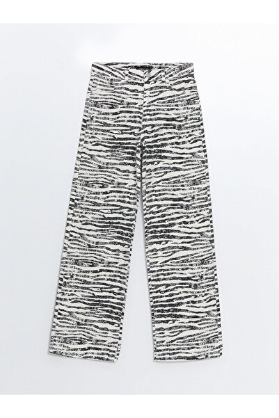 LC Waikiki Zebra Patterned Straight Fit Women's Jean Trousers