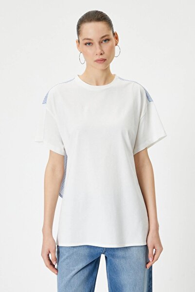 TENA Ecru Women's T-Shirt - Crew Neck, Back Piece, Rope Tie