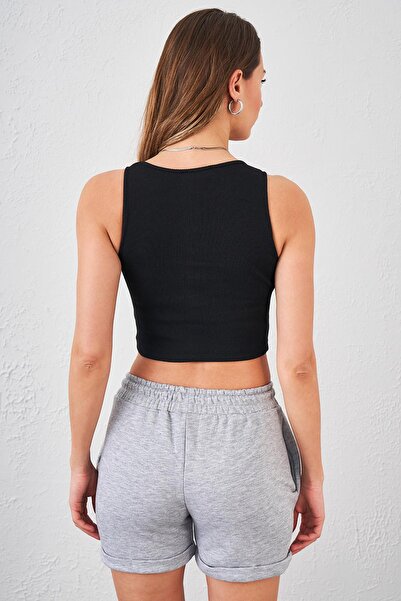 TENA Women's Black Crew Neck Sleeveless Camisole Tank Top