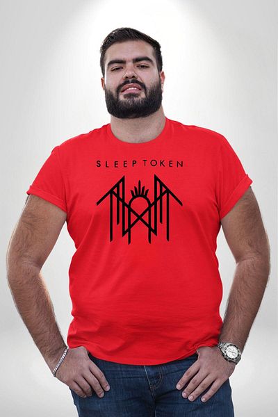 Angemiel تي شيرت أحمر للجنسين من Sleep Token - مقاس كبير، مطبوع من الأمام