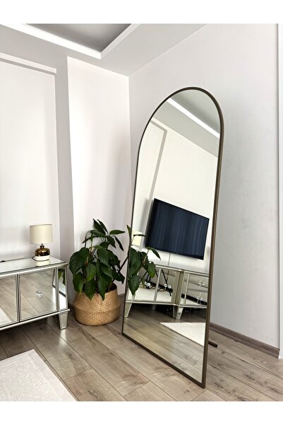 EFFE YAPI DEKOR Pirinç Eskitme Metal Çerçeveli 180x80 Cm Oval Boy Aynası