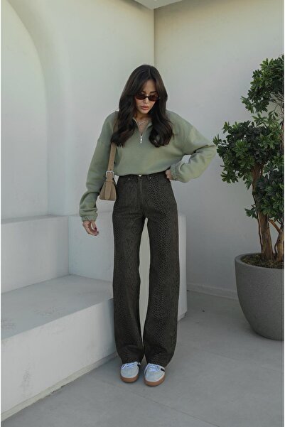Havoş Khaki Snake Patterned Jeans