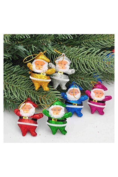 Elfora Yılbaşı Ağacı Süsü 6'lı Noel Baba Asma Süs Çok Renkli Çam Ağacı Süsü