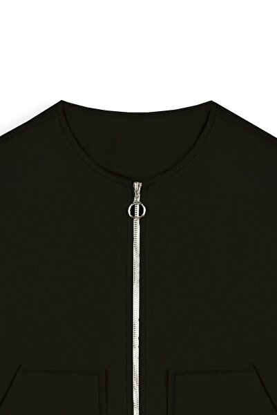 praye Черно късо вълнено яке - с цип