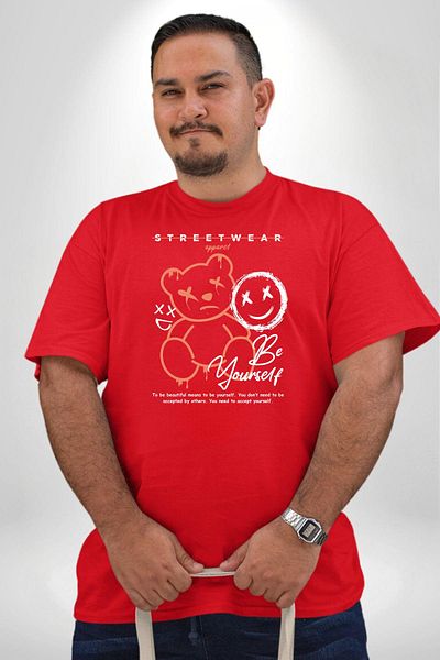 Angemiel تي شيرت أحمر كبير الحجم للجنسين - كن نفسك من أجل الارتفاع، مطبوع من الأمام