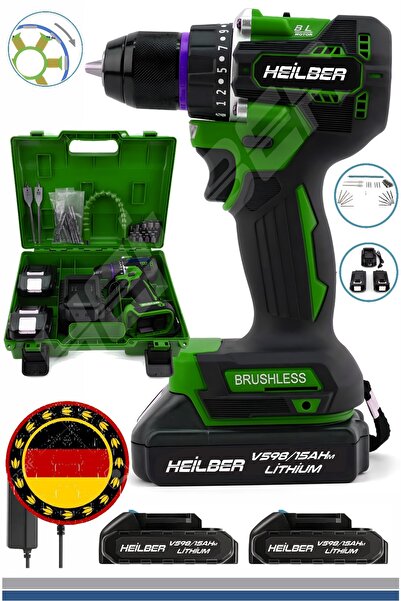 BÖHRER ALMAN MAX V998 15AHm YEŞİL BAKIR SARGILI ÇİFT BATARYA AKÜLÜ VİDALAMA Ç...