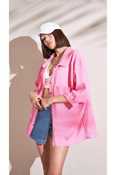 TENA Cămașă oversize pentru femei Candy Pink - cu dungi