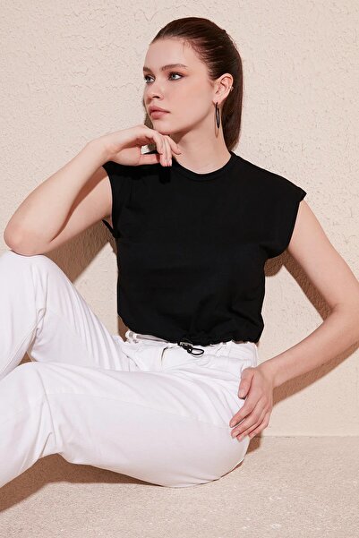 TENA Women's Black Skirt Low Sleeve Single Jersey T-Shirt with Stop