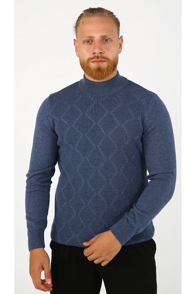 DAKSEL Мъжки трикотаж с шарка BRG Indigo Melange