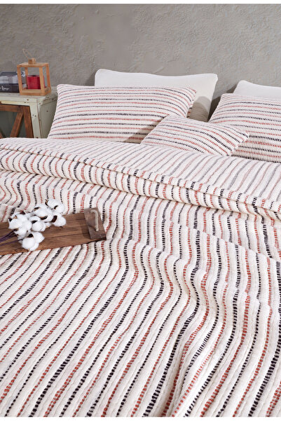 destinyhometex Ultra Soft 6 Layer Muslin Fringeless Striped Quilt - 230X250