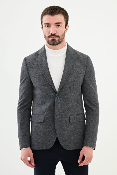 Mcr Смугастий чоловічий піджак Slim Fit з монокомірцем, синьо-сірий - 41411.24K