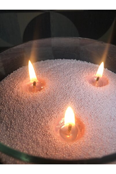 BlueDaisyCandle Inci Tozu Mum Exclusive ( 30 Adet Fitil Ile ) GUAVA Aromalı pembe inci rengi 250 gr