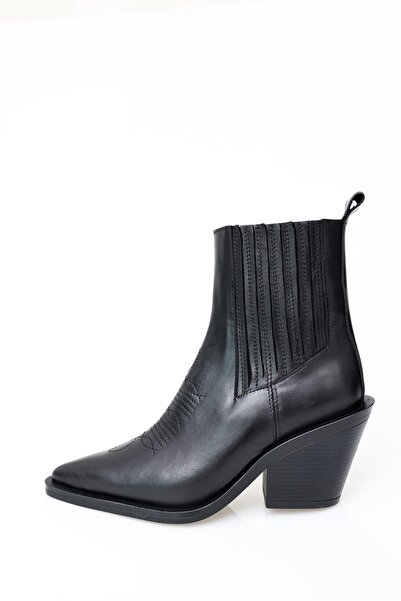 5in1Canpolat Μαύρες Κεντημένες Μπότες Western 123303