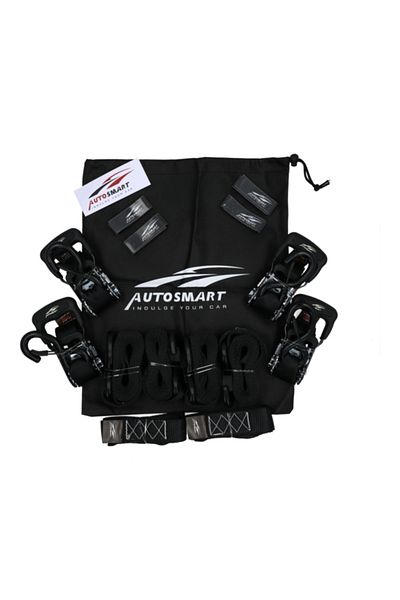 AUTOSMART مجموعة أحزمة متينة وناعمة مكونة من 4 قطع بقياس 1.5 بوصة × 8 أقدام