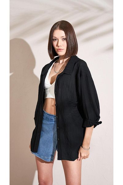 TENA Cămașă oversize cu dungi negre pentru damă