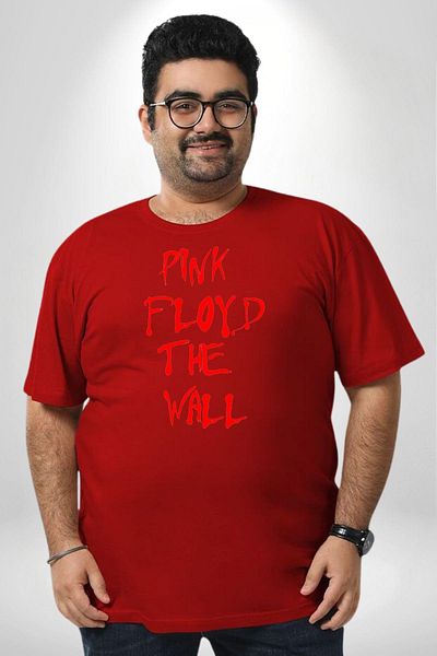 Angemiel تي شيرت Pink Floyd The Wall Red مقاس كبير للرجال والنساء للجنسين - مطبوع مسبقًا