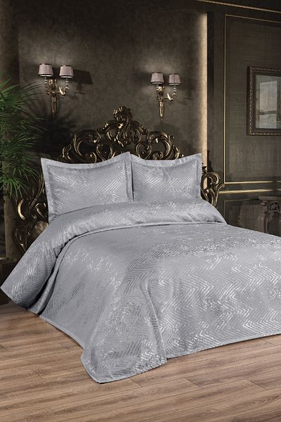 VENADORA Jacquard Chenille Grey Pique Set - Double, 3 Piece Set