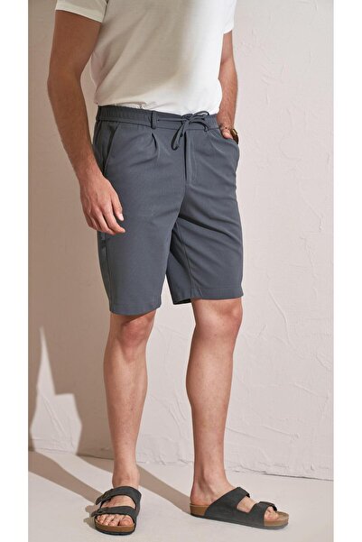 TENA Anthracite Men's Shorts - Half Elastic Waist, Single Pleat 7046