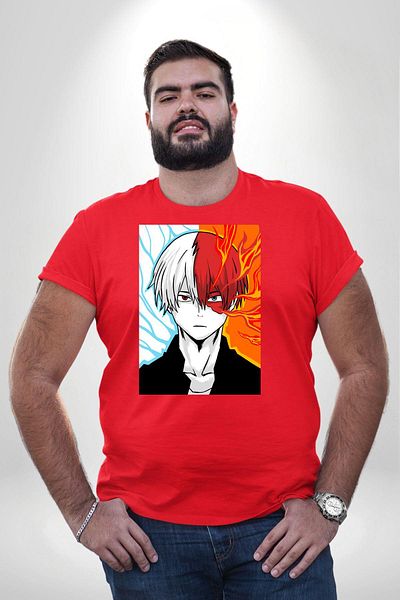 Angemiel تي شيرت My Hero Academia Boku Anime - أحمر للجنسين، مقاس كبير، مطبوع من الأمام