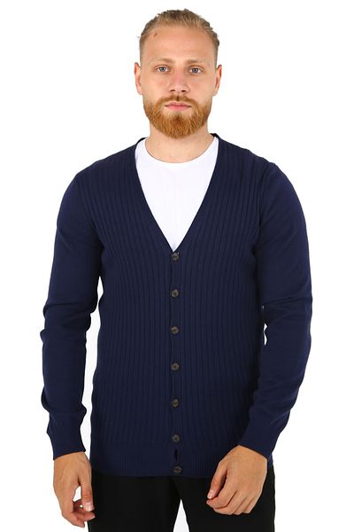 DAKSEL Men's Buttoned Long Sleeve Seasonal Navy Blue Cardigan