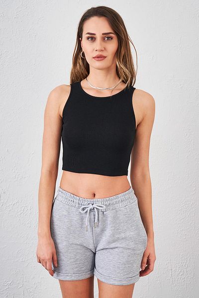 TENA Women's Black Crew Neck Sleeveless Camisole Tank Top
