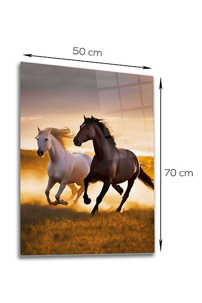 Decorita Masa din sticla |   Cai care alergă |   50 cm x 70 cm