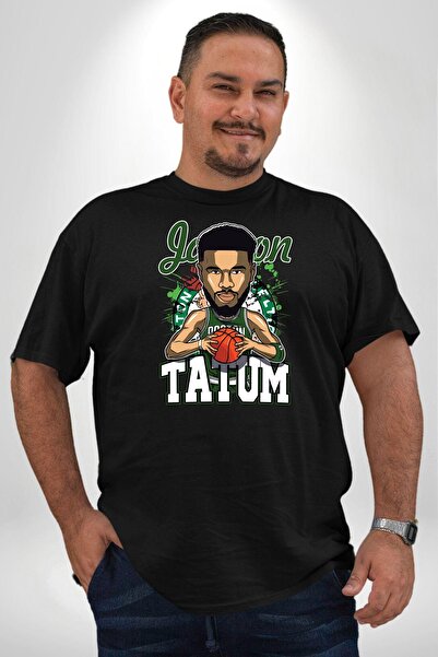Angemiel Jayson Tatum Animated Boston Basketball Black Large Size Unisex Basic T-Shirt